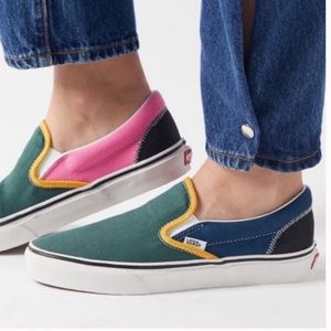 Vans Classic Slip-On Varsity Multi Color Block Sneakers Women’s Size 6
